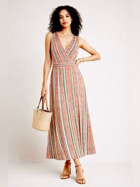 Aldo Martins Boho Knit Dress Multicolor Striped Sleeveless Anthropologie Style M